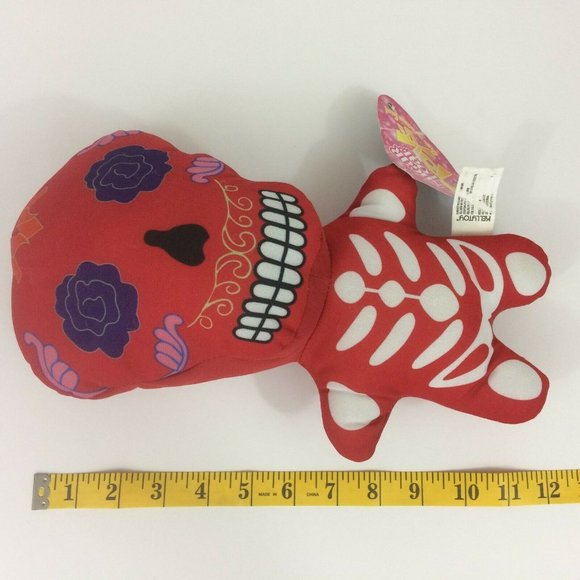 Kellytoy Sugar Loaf Day of the Dead Skeleton Plush Red Halloween Stuffed 12'' - Picture 12 of 12